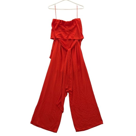 VICI Women Strapless Pocketed Wide Leg Jumpsuit Size Small Orange 2 - 0080 - Picture 1 of 10